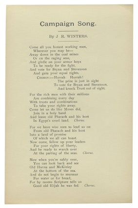 Item #526715 [Broadside Poem]: Campaign Song. J. R. WINTERS
