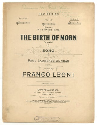 Item #526870 [Sheet music]: The Birth of Morn (Dawn). Paul Laurence DUNBAR, words by, music by...