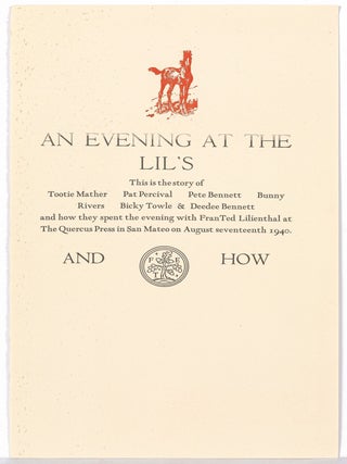 Item #527348 [Broadside]: An Evening at Lil's and How. This is the story of Tootie Mather...