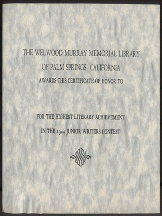 Item #527379 [Broadside]: The Welwood Murray Memorial Library of Palm Springs California Awards...