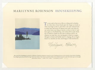 Item #527583 [Broadside]: Housekeeping. Marilynne ROBINSON