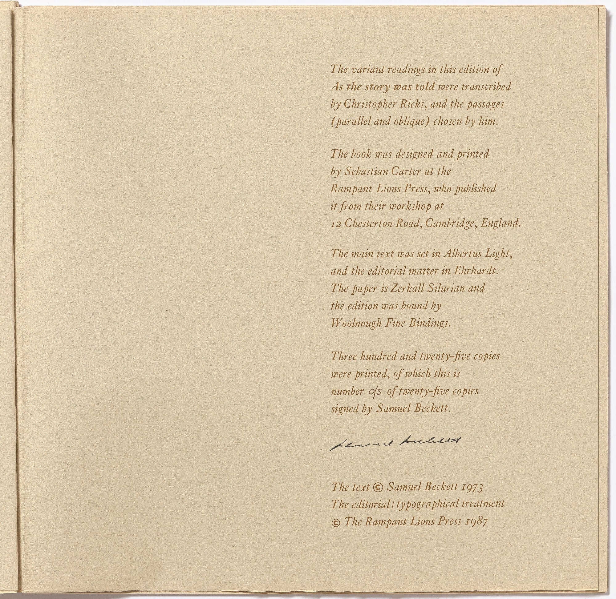 As the Story Was Told with Variant Readings Transcribed by Christopher ...