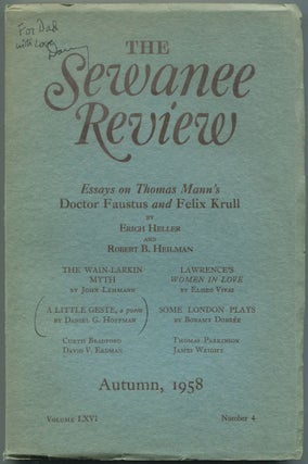 Item #529329 The Sewanee Review – Volume LXVI, Number 4, October-December, 1958. Daniel G....