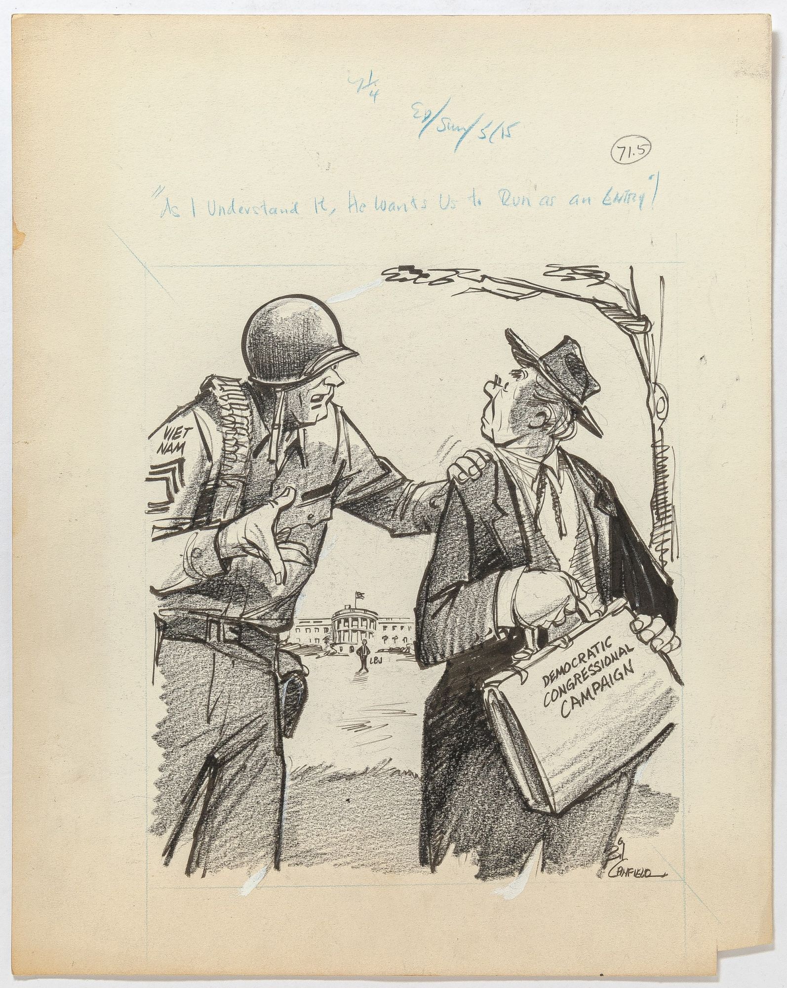 Original Art : Six Large Vietnam War-Themed Political Cartoons | Bil CANFIELD