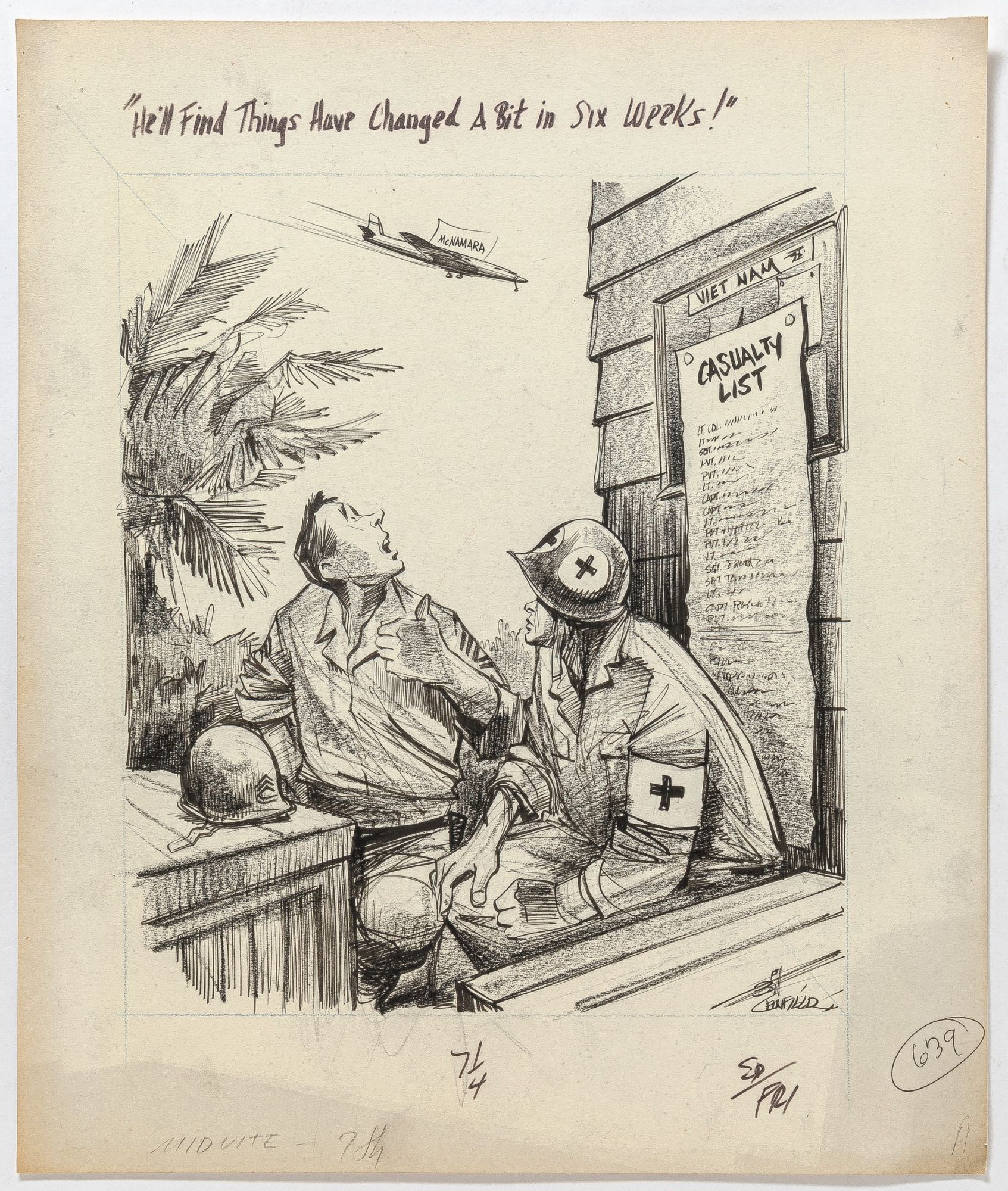 Original Art : Six Large Vietnam War-Themed Political Cartoons | Bil CANFIELD
