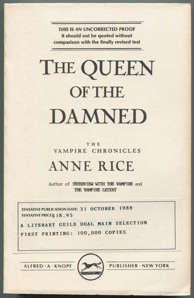 Item #532204 The Queen of the Damned. Anne RICE.