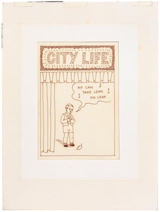Item #532336 [Original Drawing]: City Life: No Can Take Leak On Leaf. Joe BRAINARD, Kenward Elmslie