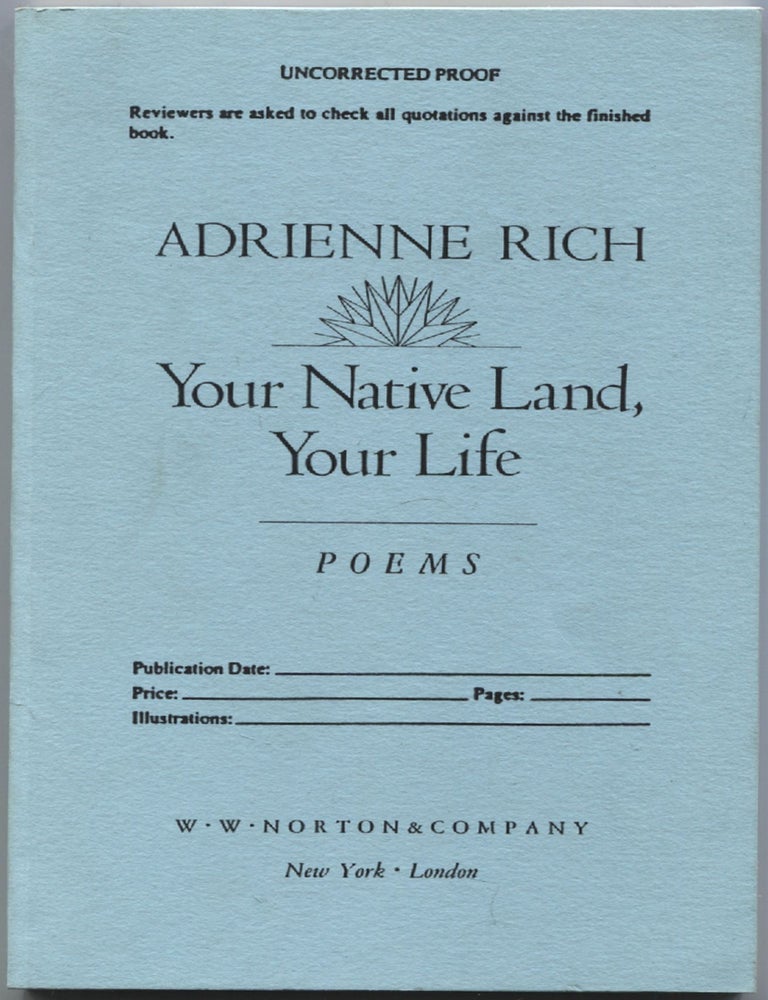 Item #532437 Your Native Land, Your Life: Poems. Adrienne RICH.