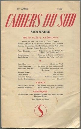 Item #532629 Cahiers Du Sud: Tome XLIII - 1st Semestre 1956: 43 Année, No. 336 (Août 1956):...