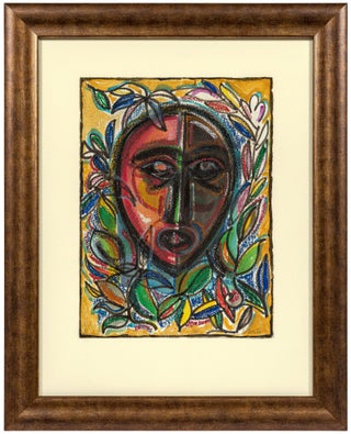 Item #533312 [Painting]: Owl Mask with Wreath. David C. DRISKELL