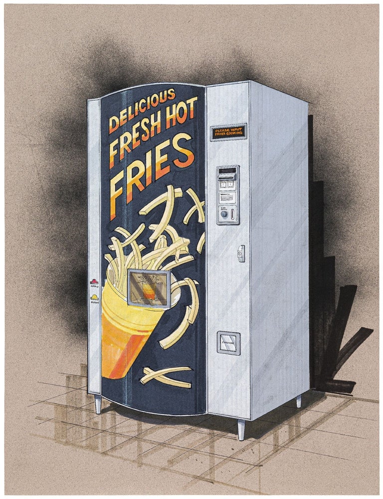 Original Art]: Five Concept Drawings for "Great American Fry Machine", French Fry. Ben Fortunato MARCUNE.