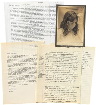 A Small Archive Containing an Original Photographic Portrait by Morton Schamberg of Kay Boyle when she was nine; along with an Original Manuscript Memoir of Schamberg by Boyle