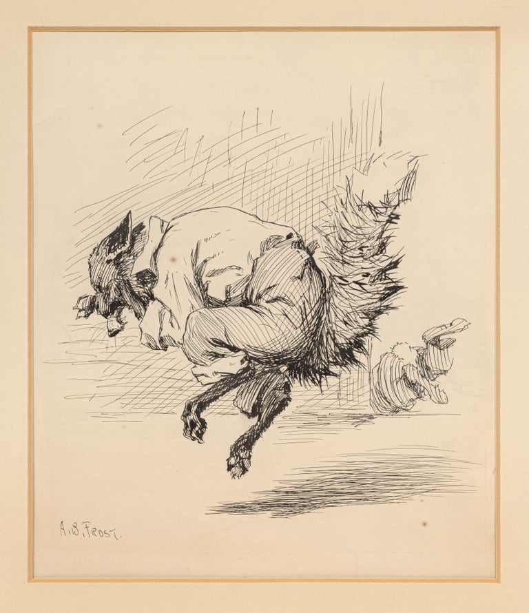 Item #534235 [Original Drawing] “Brer Rabbit spit his eyes full er terbarker joose,” from Uncle Remus: His Songs and His Sayings by Joel Chandler Harris. A. B. FROST, Joel Chandler Harris.
