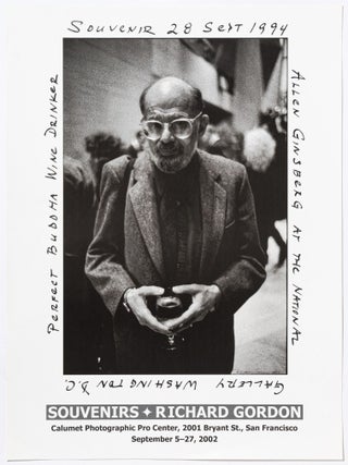 Poster]: Souvenirs Richard Gordon. Allen Ginsberg at the National Gallery Washington D.C. Perfect. Allen GINSBERG, Richard Gordon.
