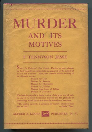 Item #534645 Murder and Its Motives. F. Tennyson JESSE
