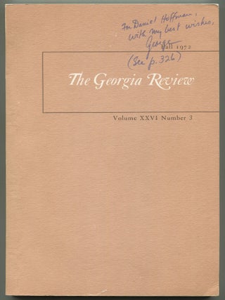 The Georgia Review &ndash; Volume XXVI, Number 3, Fall 1972. George MONTEIRO, Edward KRICKEL, edited.