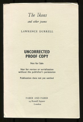 Item #534971 The Ikons and Other Poems. Lawrence DURRELL