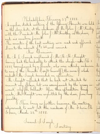 [Archive] The &ldquo;Young Hermits&rdquo; Secret Society of Philadelphia: Minutes and Ledger Books, 1885-98