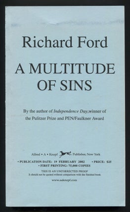 Item #535303 A Multitude of Sins: Stories. Richard FORD