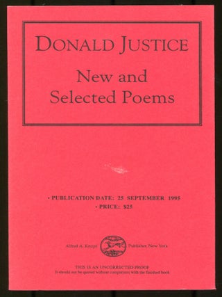 Item #535306 New and Selected Poems. Donald JUSTICE