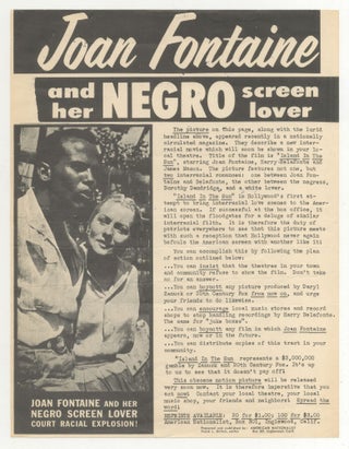 Item #535438 [Flyer]: Joan Fontaine and Her Negro Screen Lover