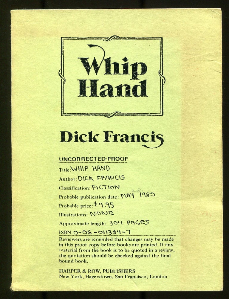 Item #535468 Whip Hand. Dick FRANCIS.