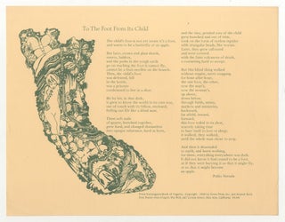 Item #535652 [Broadside]: To the Foot from its Child. Pablo NERUDA