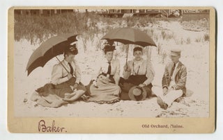 Item #537462 [Boudoir-size cabinet card]: Three Women and a Boy at Old Orchard, Maine