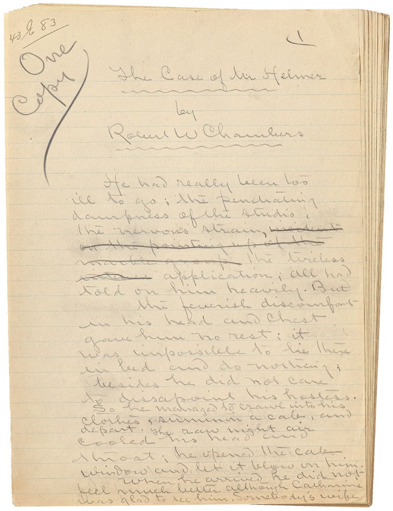 Manuscript]: The Case of Mr. Helmer. Robert W. CHAMBERS.