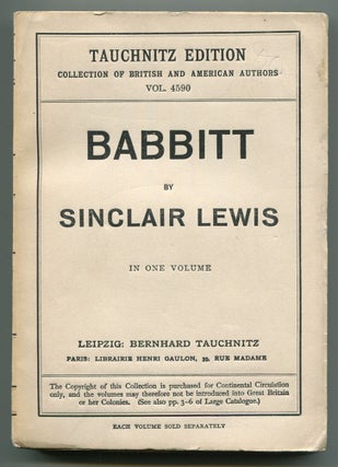 Item #539854 Babbitt. Sinclair LEWIS