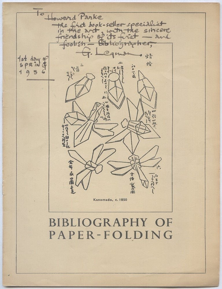 Offprint]: The Bibliography of Paper-Folding. G. LEGMAN.