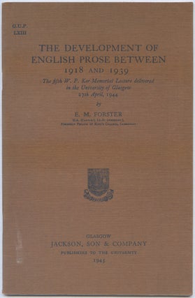 Item #540203 The Development of English Prose Between 1918 and 1939. The fifth W.P. Ker Memorial...