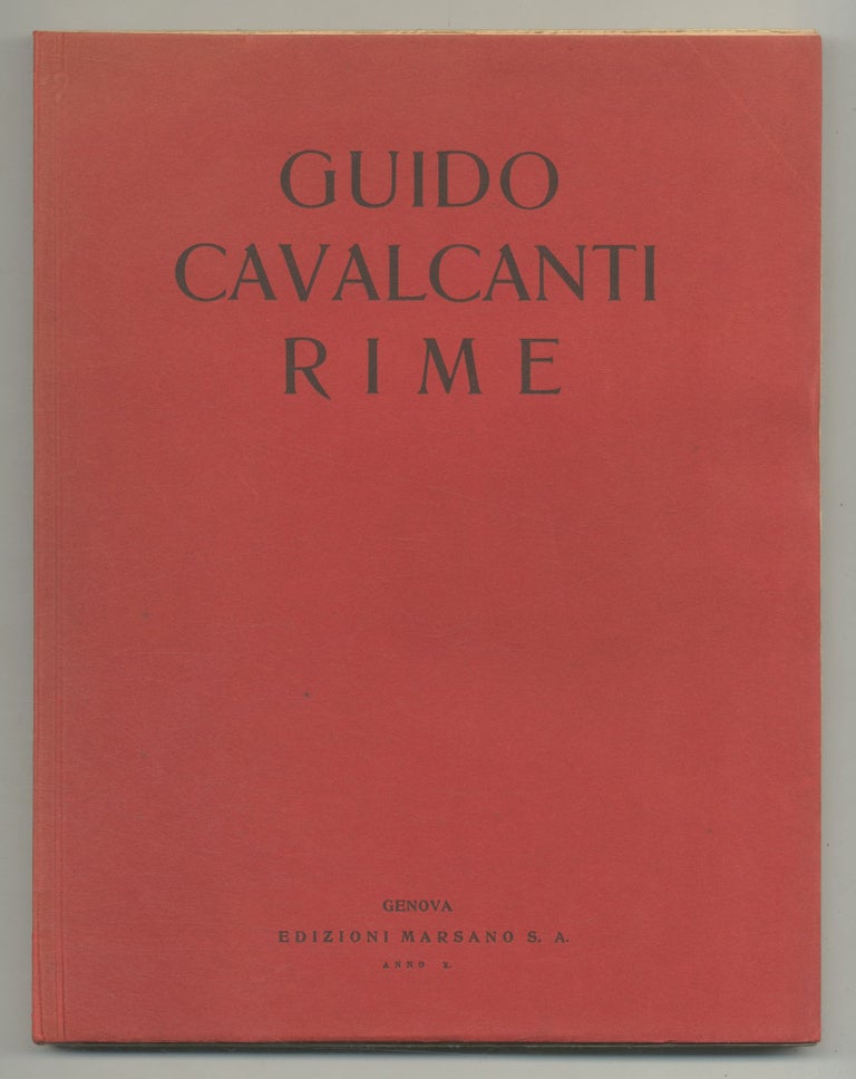 Item #540701 Guido Cavalcanti Rime. Guido CAVALCANTI, Ezra Pound.