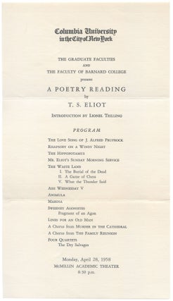 Item #541084 [Flyer or Small Broadside]: Columbia University... The Graduate Faculties and The...