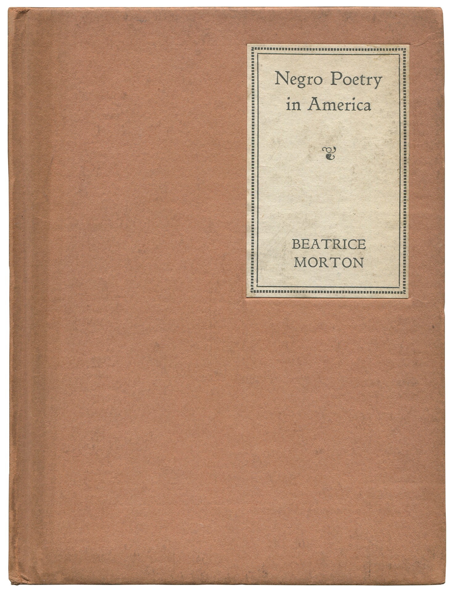 Negro Poetry in America Lena Beatrice MORTON