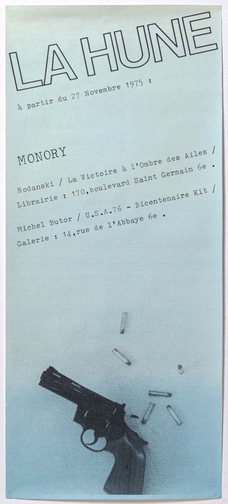 Exhibition Poster]: La Hune. À Partir du 27 Novembre 1975: Monory. Rodanski: La Victoire. . Stanislas Rodanski and MONORY, Jacques.