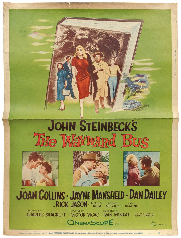 Item #546013 [Poster]: John Steinbeck's The Wayward Bus. John STEINBECK, Dan Dailey, Jayne Masnsfield, Joan Collins.