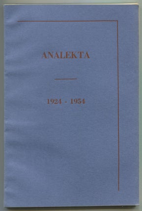 Item #546475 Analekta 1924-1954. An Anthology of Amherst Undergraduate Writing