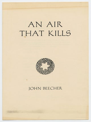 Item #54655 Broadsheet: An Air That Kills. John BEECHER