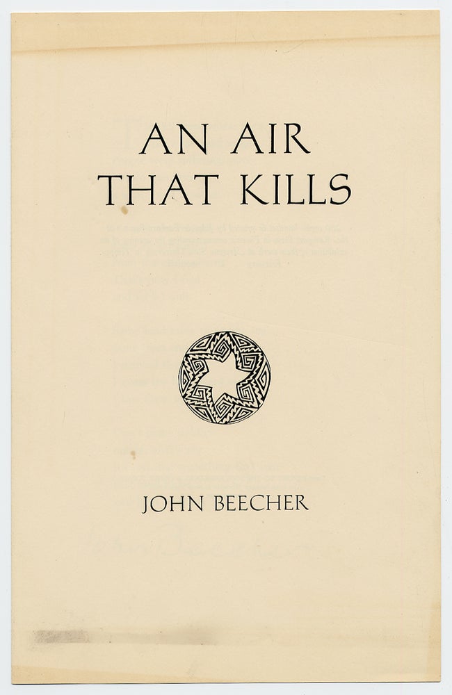 Item #54655 Broadsheet: An Air That Kills. John BEECHER.