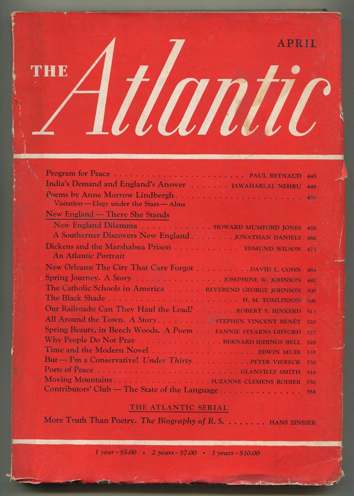 Item #546861 The Atlantic Monthly – April 1940, Vol. 165, No. 4