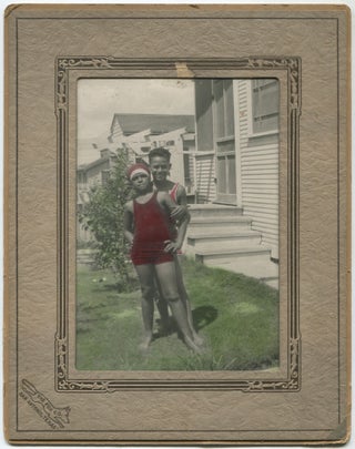 Item #547139 Hand-tinted Portrait Photograph of Two Texas African-American Children in bathing suits