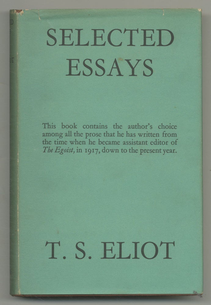 Item #547669 Selected Essays. T. S. ELIOT.