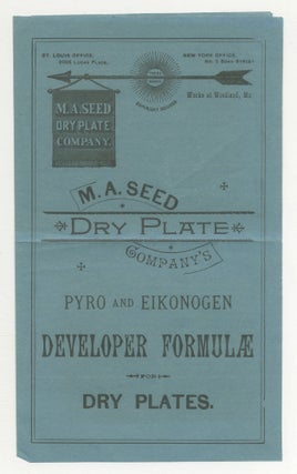 Item #547711 [Pamphlet]: M. A. Seed Dry Plate Company's Pyro and Eikonogen Developer Formulae for...