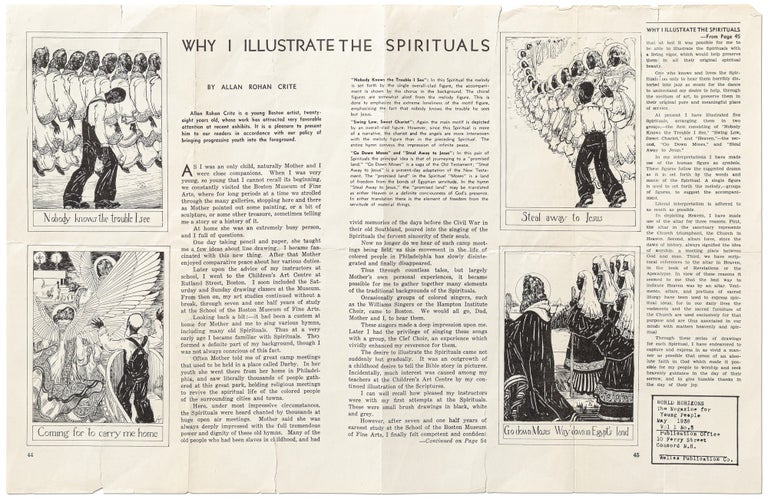 Item #547769 [Offprinted Broadside]: Why I Illustrate the Spirituals. Allan Rohan CRITE.