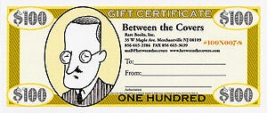 Item #54785 Rare Books Gift Certificate bearing a portrait of James Joyce. Inc Between the Covers...