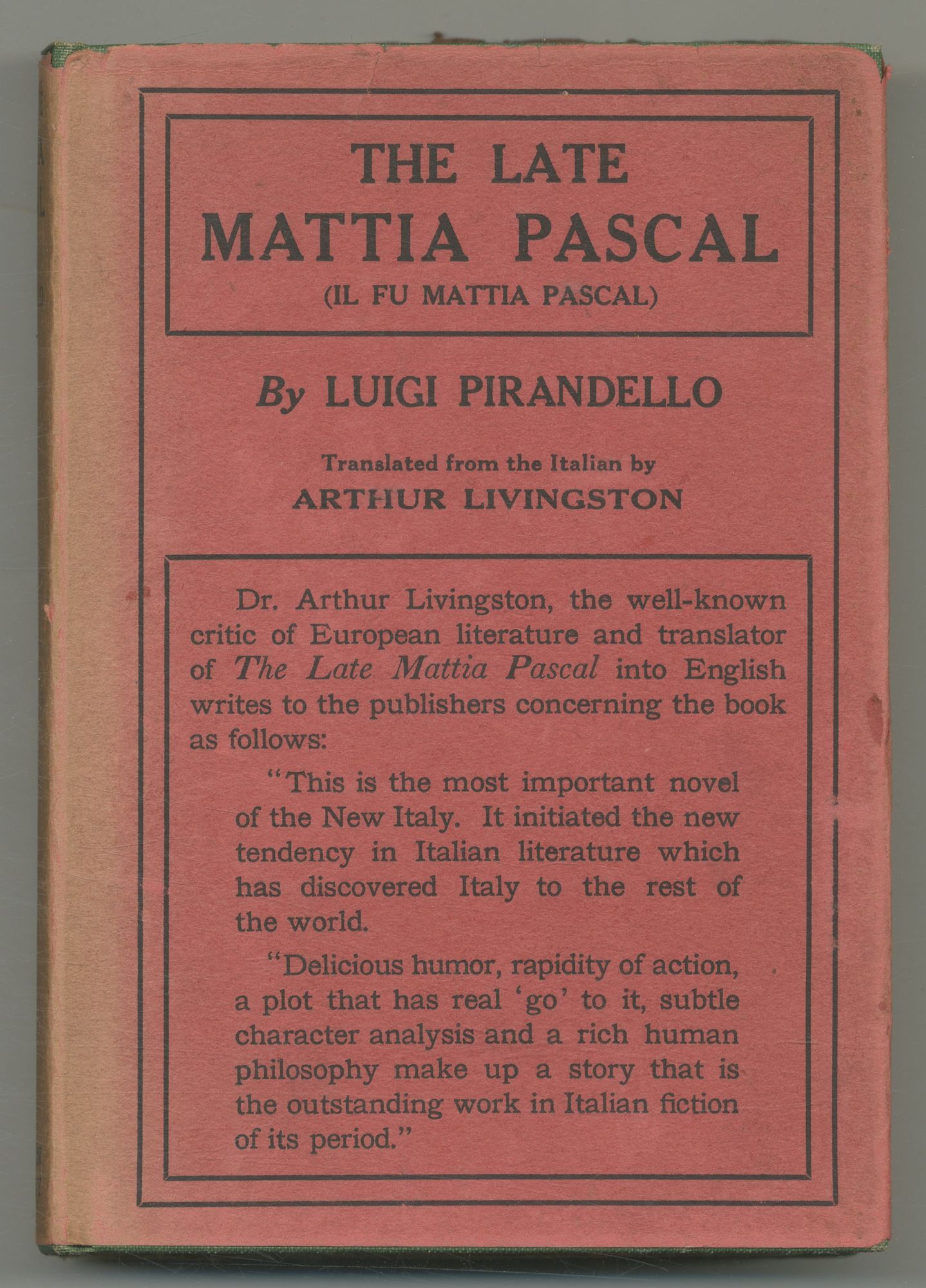 The Late Mattia Pascal Il fu Mattia Pascal | Luigi PIRANDELLO