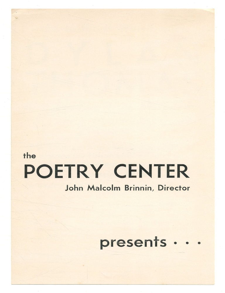 The Poetry Center ... Presents the brilliant Welsh poet Dylan Thomas in a reading from his poems. Dylan THOMAS.