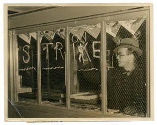 Item #548921 [Wire Photo]: Newsstand on Strike