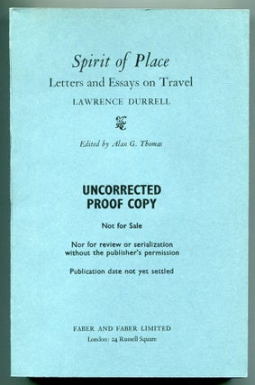 Item #549275 Spirit of Place: Letters and Essays on Travel. Lawrence DURRELL